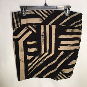 Decree tan and black paint stripe mini skirt