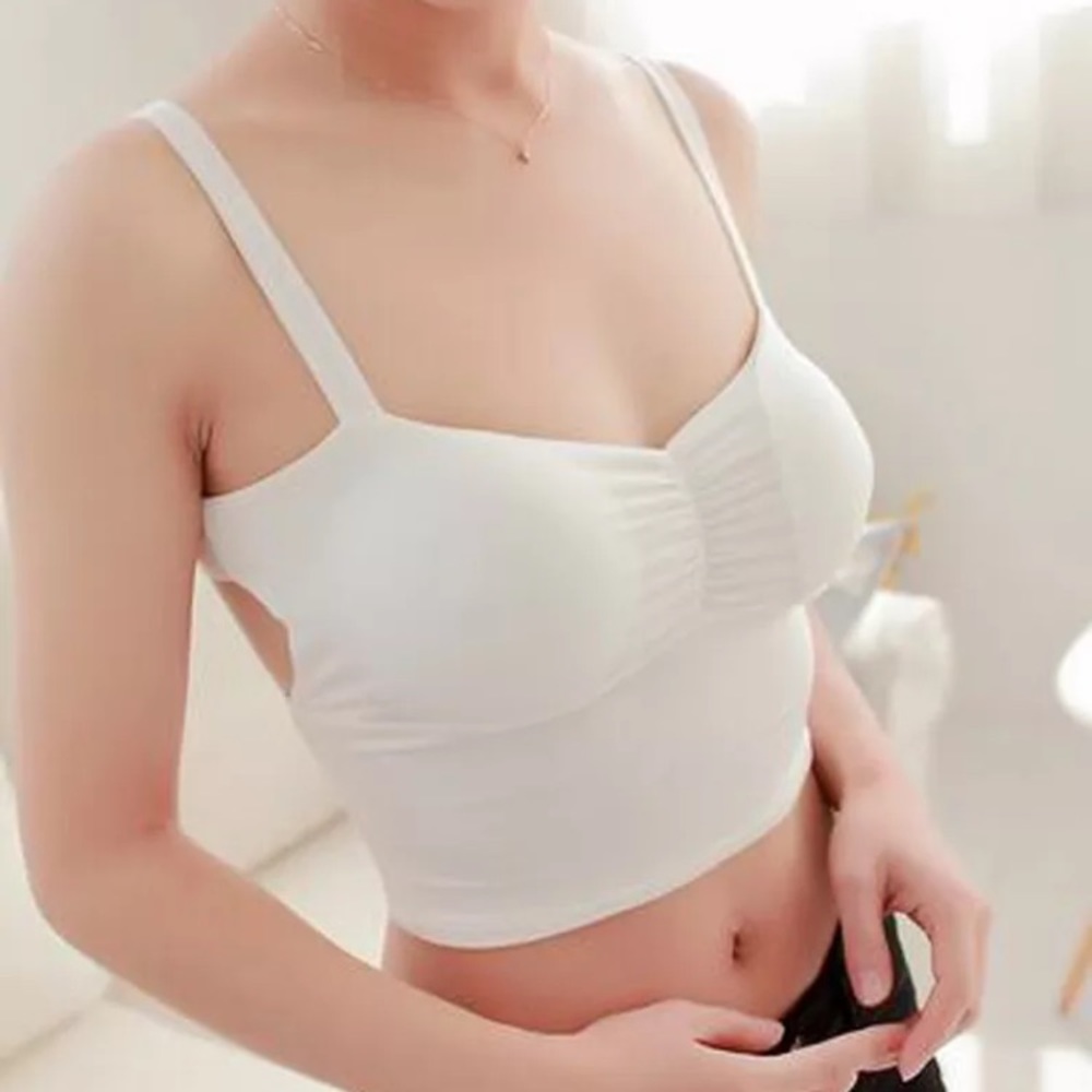 White crisscross back crop top