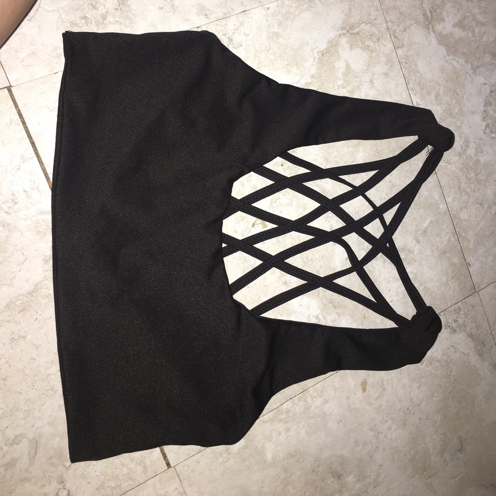 Black strappy bralette.