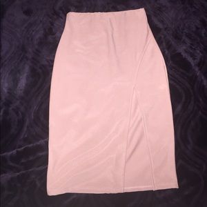Midi blush pink zip up skirt