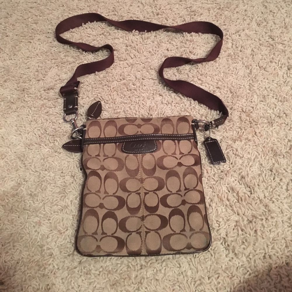 Coach F34938 Signature Crossbody File Bag Brown Purse