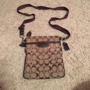 Coach F34938 Signature Crossbody File Bag Brown Purse