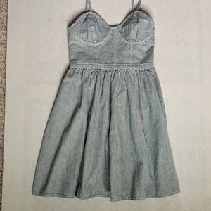 Striped denim spaghetti strap dress