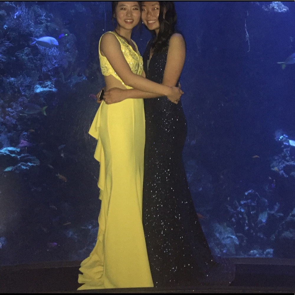Navy Sparkly Jovani Dress - Picture 4 of 7