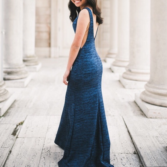 Navy Sparkly Jovani Dress - Picture 2 of 7