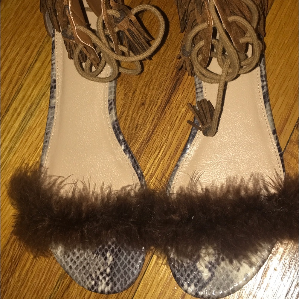 Fury/fringe sandals