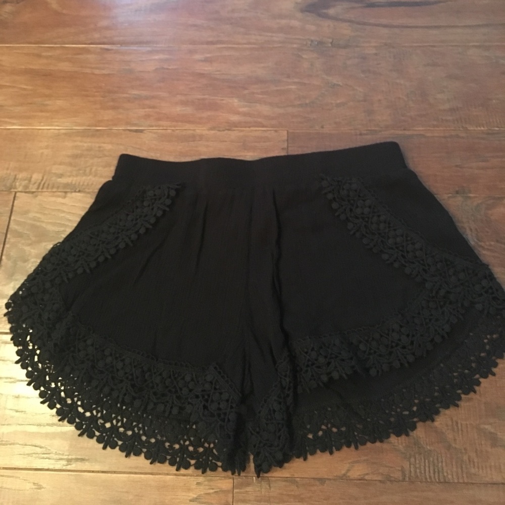 Black Laced Lined Shorts
