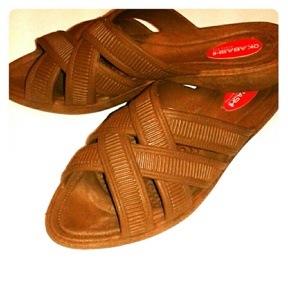Okabashi Molded Woven Brown Open Toe Sandal