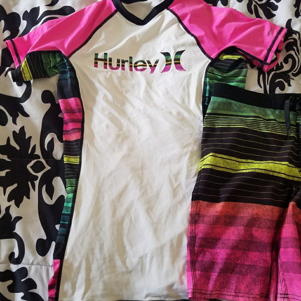 Hurley rash gaurd and shorts