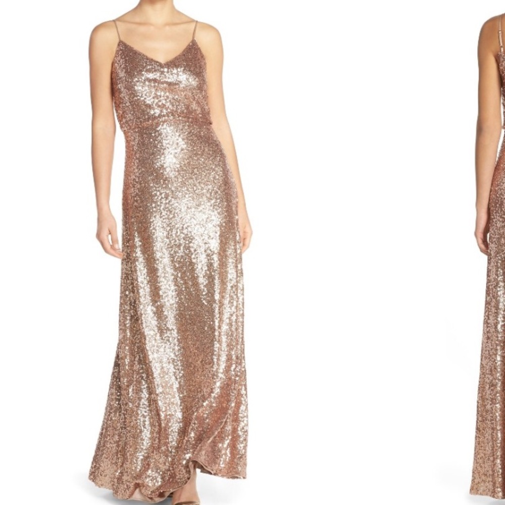 Jenny Yoo "Jules" Rose Gold Sequin Dress