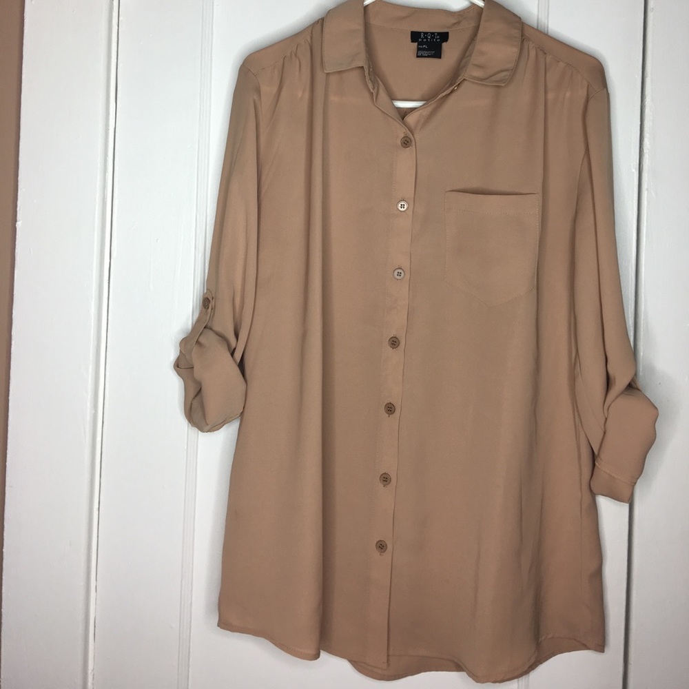 NEUTRAL BUTTON DOWN BLOUSE/ shirt