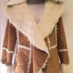 Faux Suede and Shearling Hooded Jacket