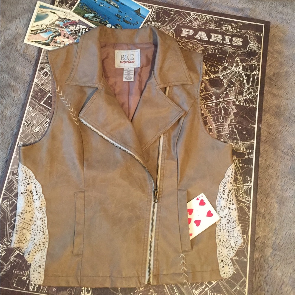 BKE faux leather biker-style vest