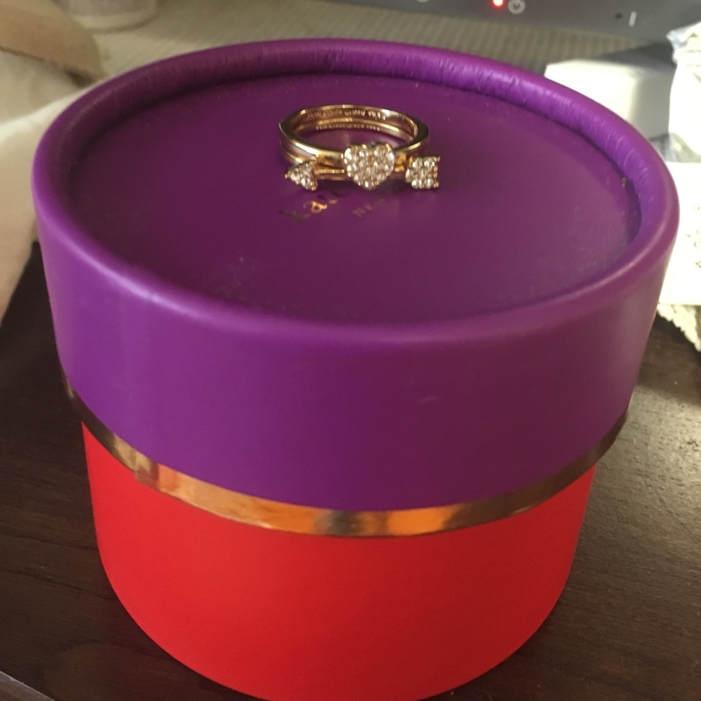 EUC Kate Spade bow & arrow stackable ring set 8