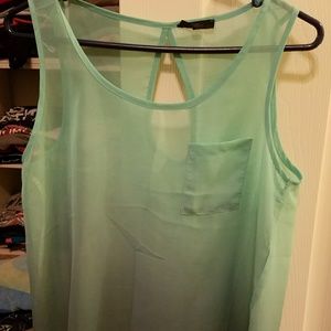 Light to dark green chiffon dress tank