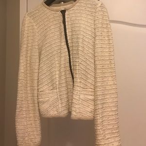 Zara sweater jacket white with shimmer