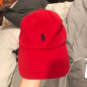 Red polo hat