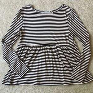 Stripped Long Sleeve Peplum