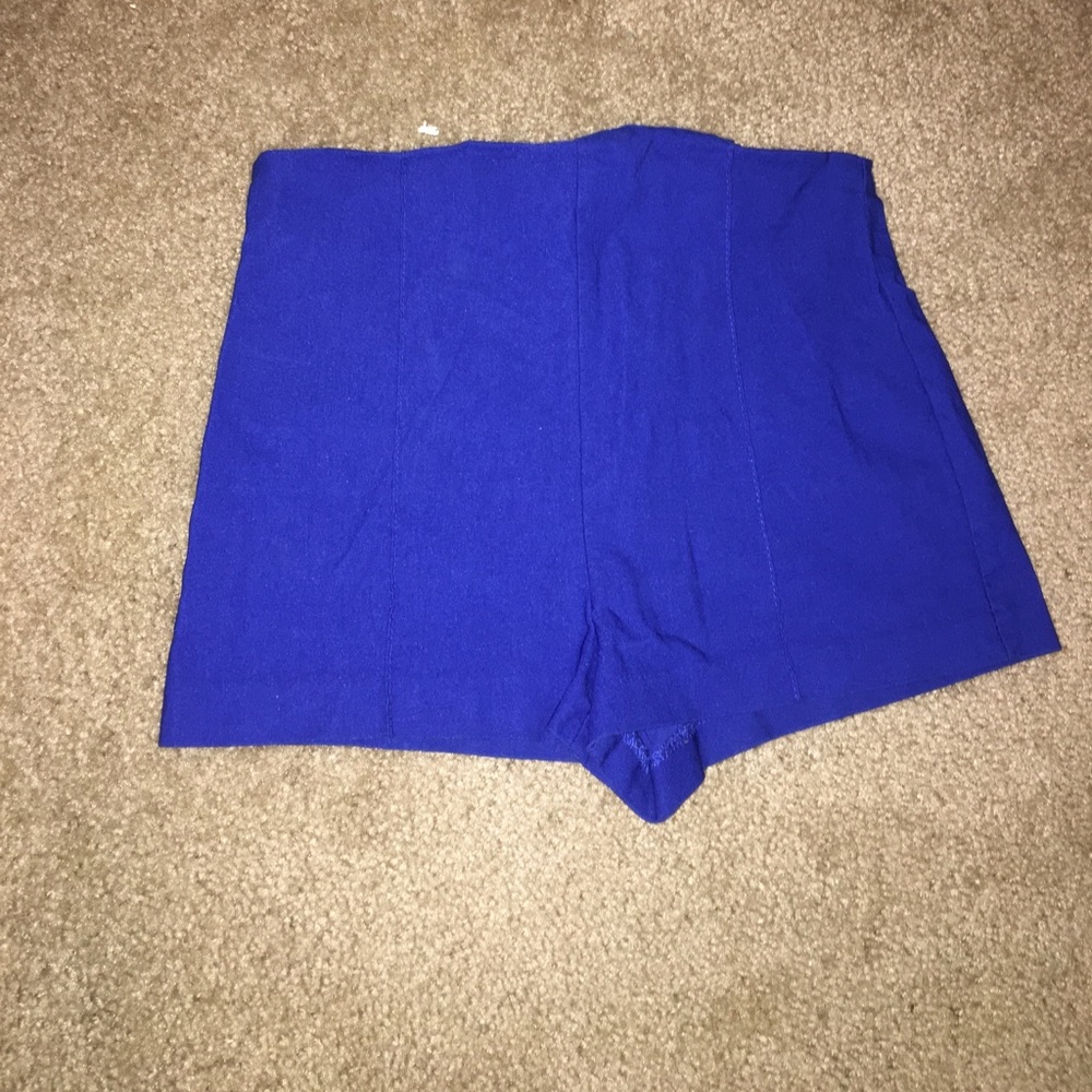High waisted blue shorts