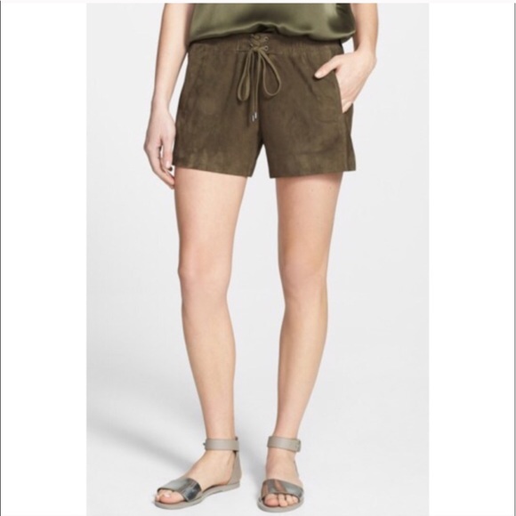 suede drawstring shorts