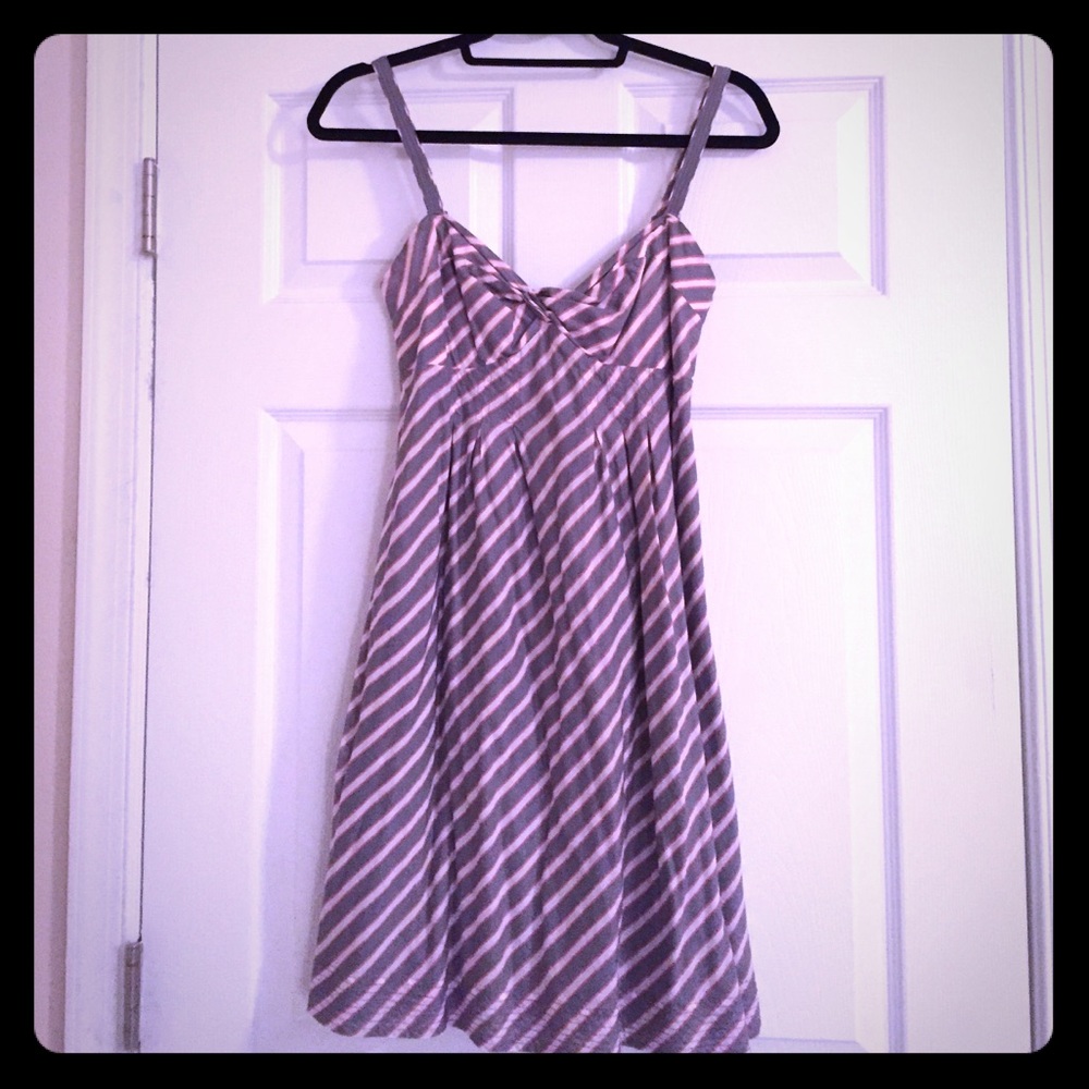 Gray & Pink Striped American Eagle Summer Dress