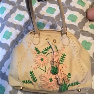 Isabella Fiore Floral Embroidered Leather satchel