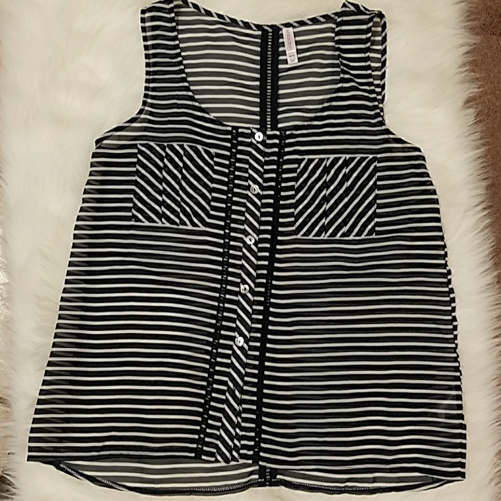Xhilaration navy blue & white striped shirt.