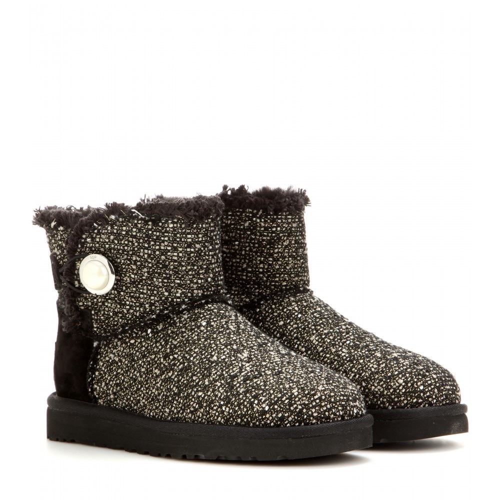 Mini Bailey Button Fancy Bling Boots UGGs Tweed 8