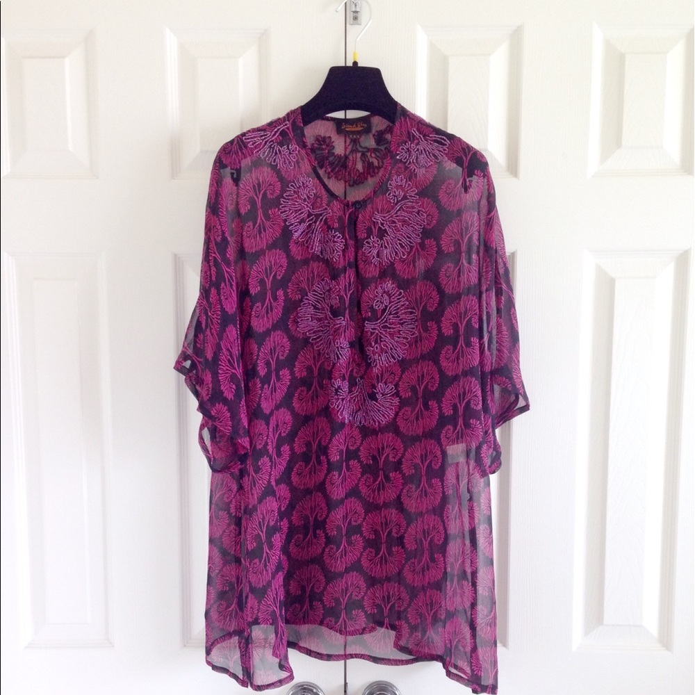 Embellished silk caftan