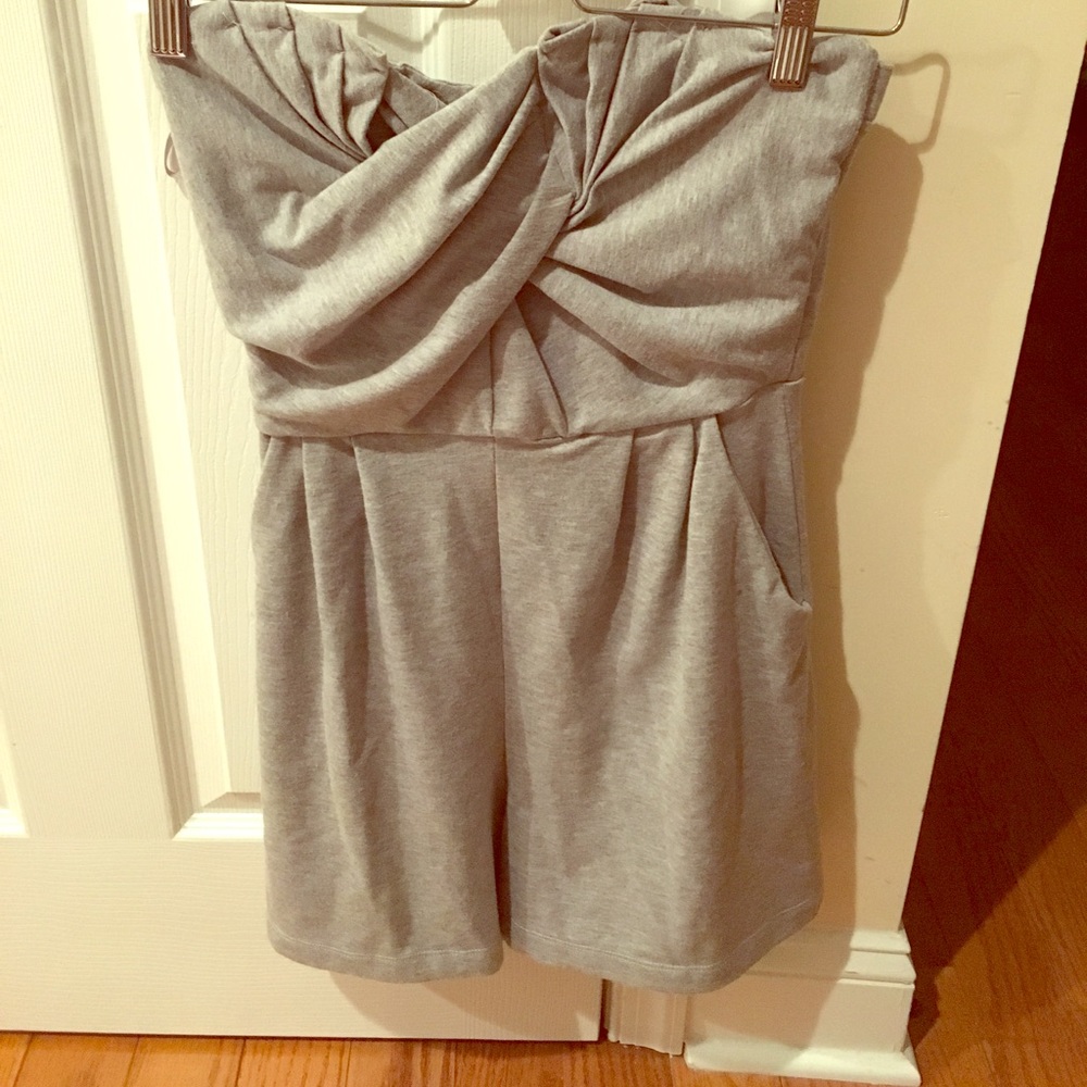 Grey sweatshirt romper.