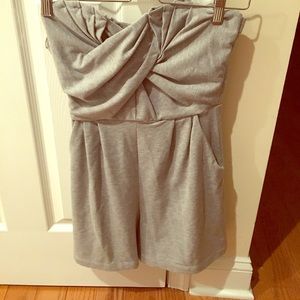 Grey sweatshirt romper.