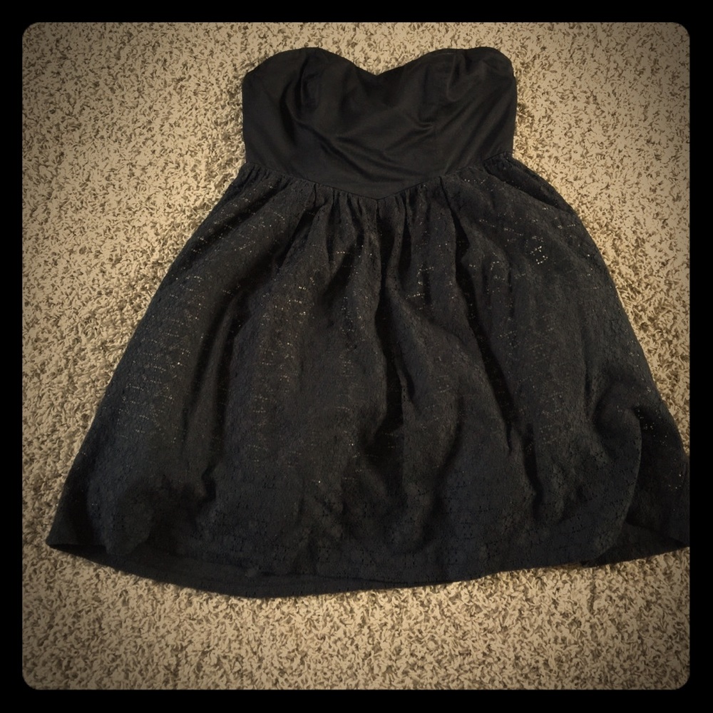 Black lace strapless dress size 10