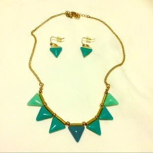 Turquoise inspired triangle necklace earring set Turquoise inspired triangle necklace earring set