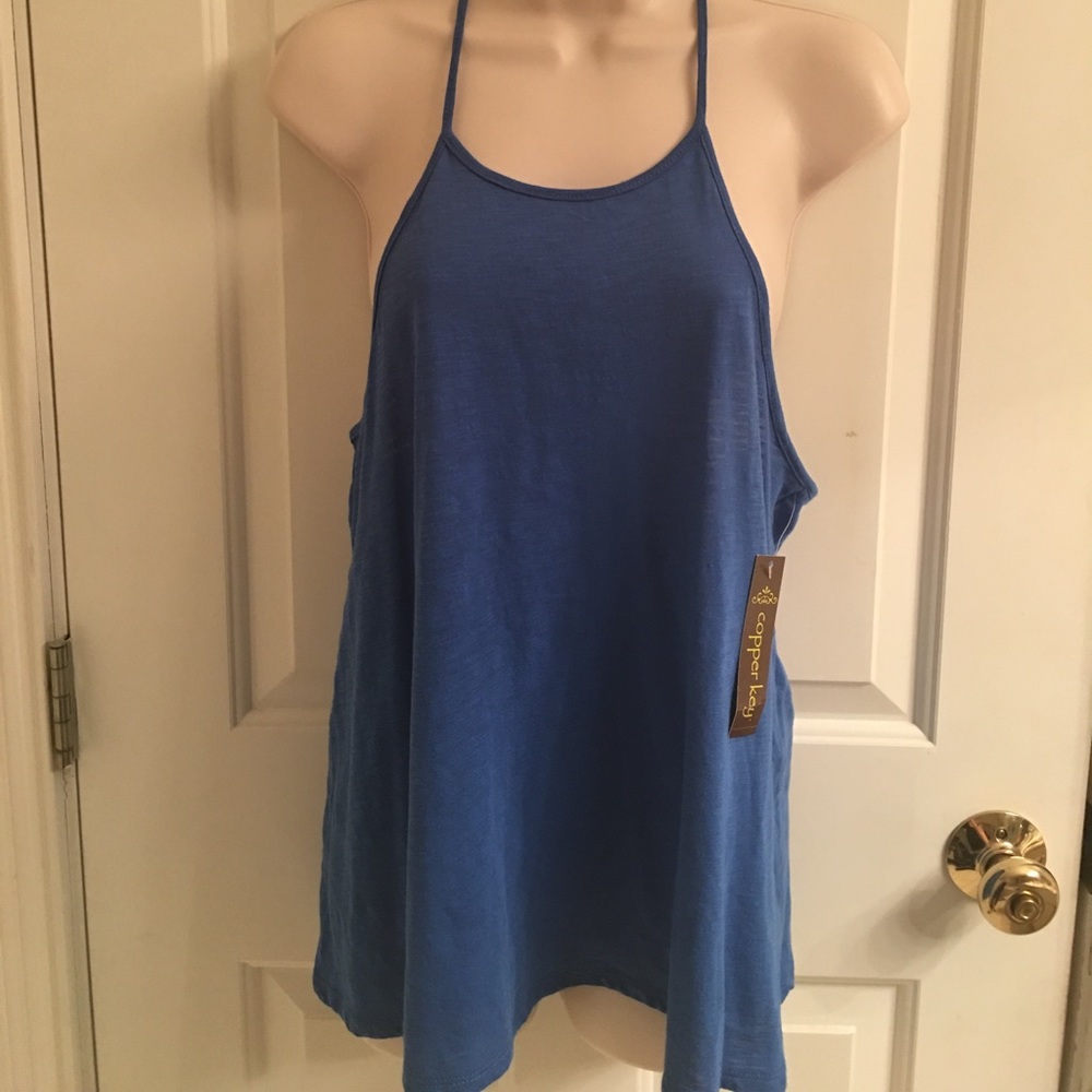 NWT- Copper Key Blue Lace Racerback Tank Top