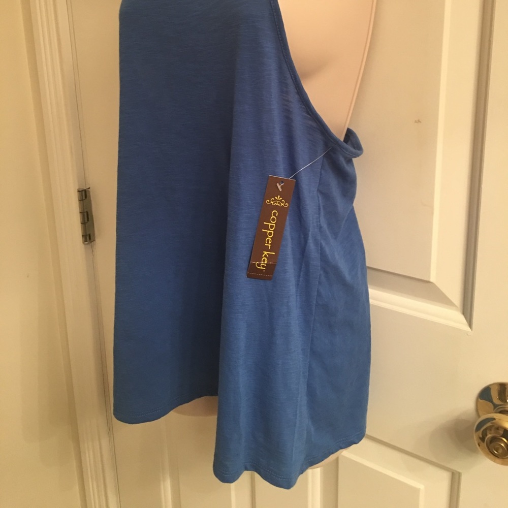 NWT- Copper Key Blue Lace Racerback Tank Top - Picture 2 of 4
