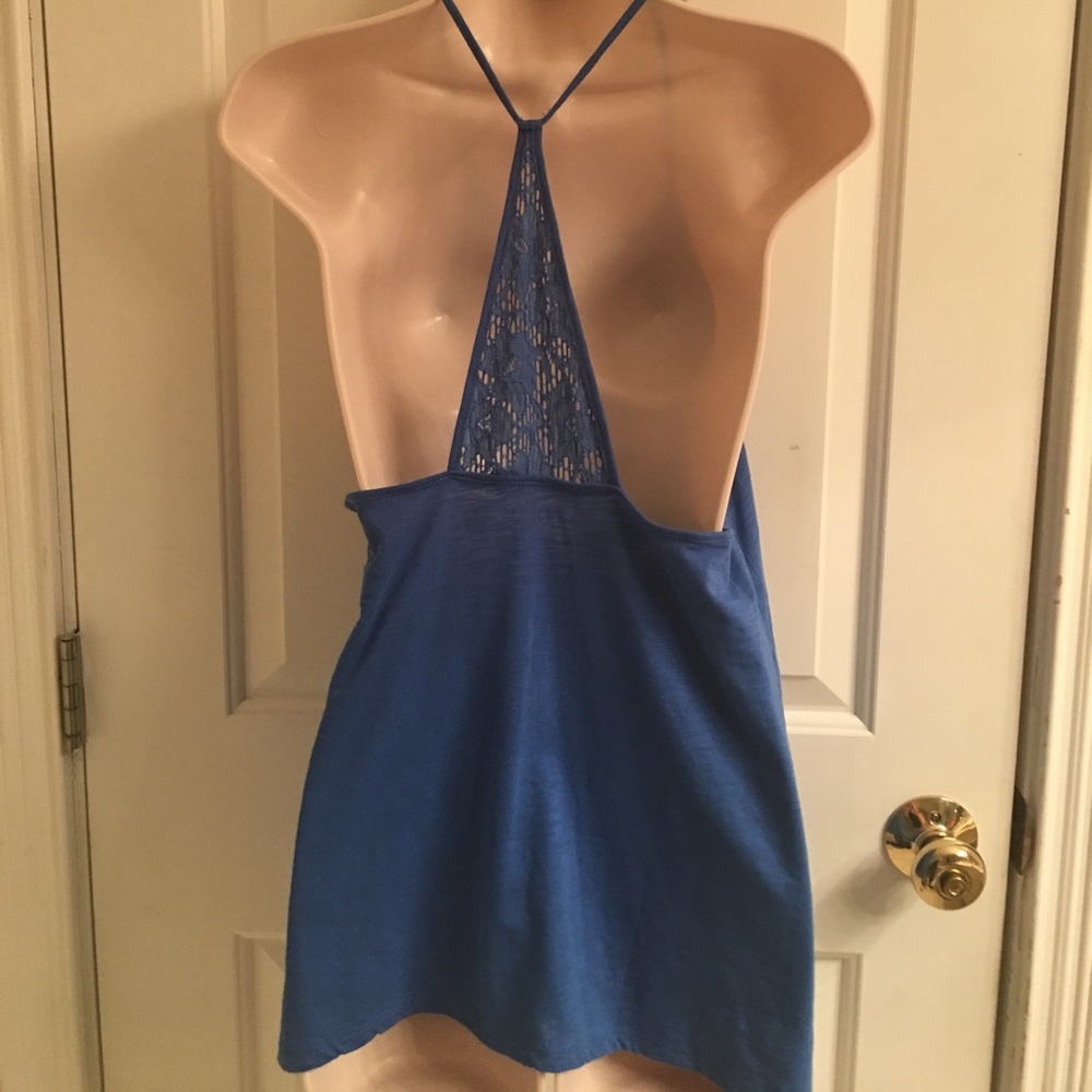 NWT- Copper Key Blue Lace Racerback Tank Top - Picture 3 of 4