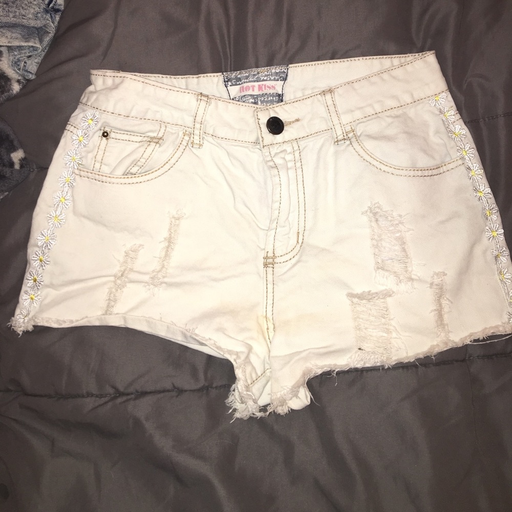 High rise white shorts