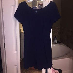 Navy romper with scallop detail