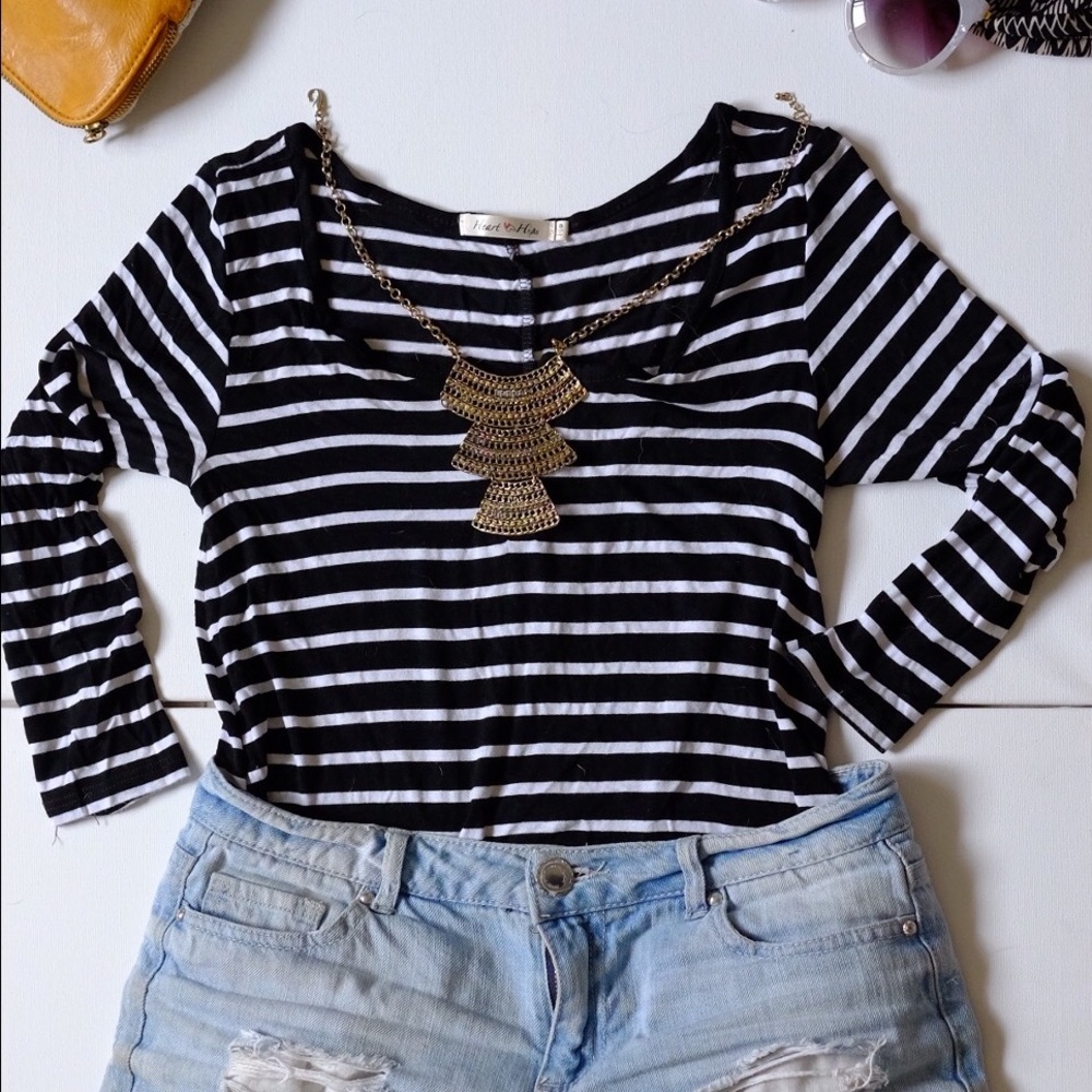 Navy striped tunic/shirt with buttons