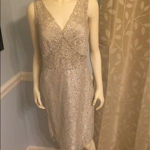 Metallic Floral Lace Dress