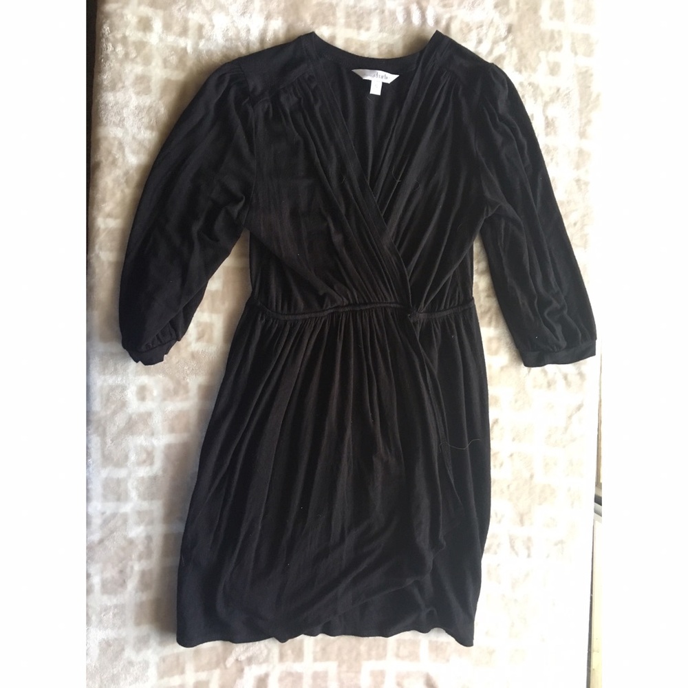 3/4 Sleeve Faux-Wrap Mini Dress