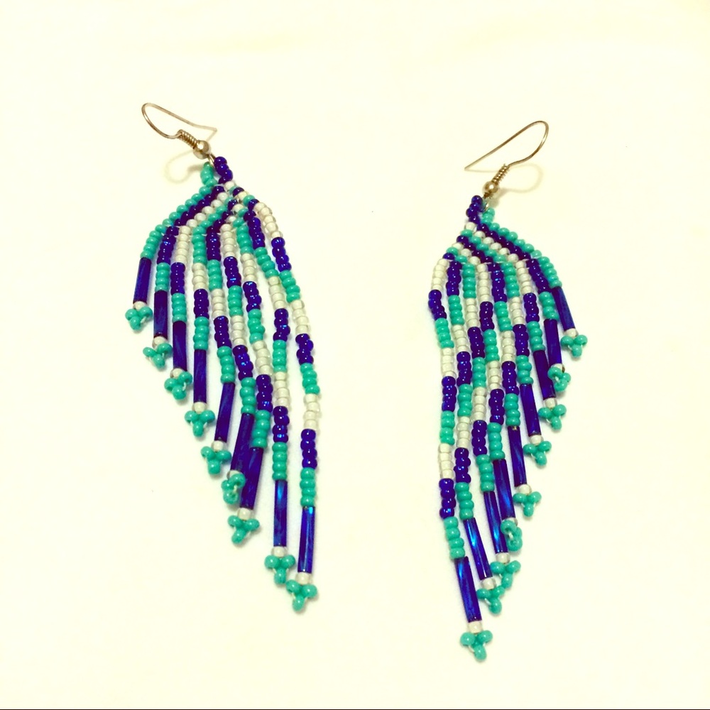 Turquoise beaded Native American inspired earrings