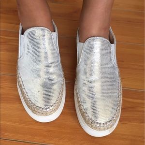 Zara sparkly silver slip-ons