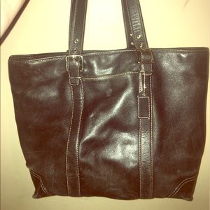Coach black leather hamptons tote