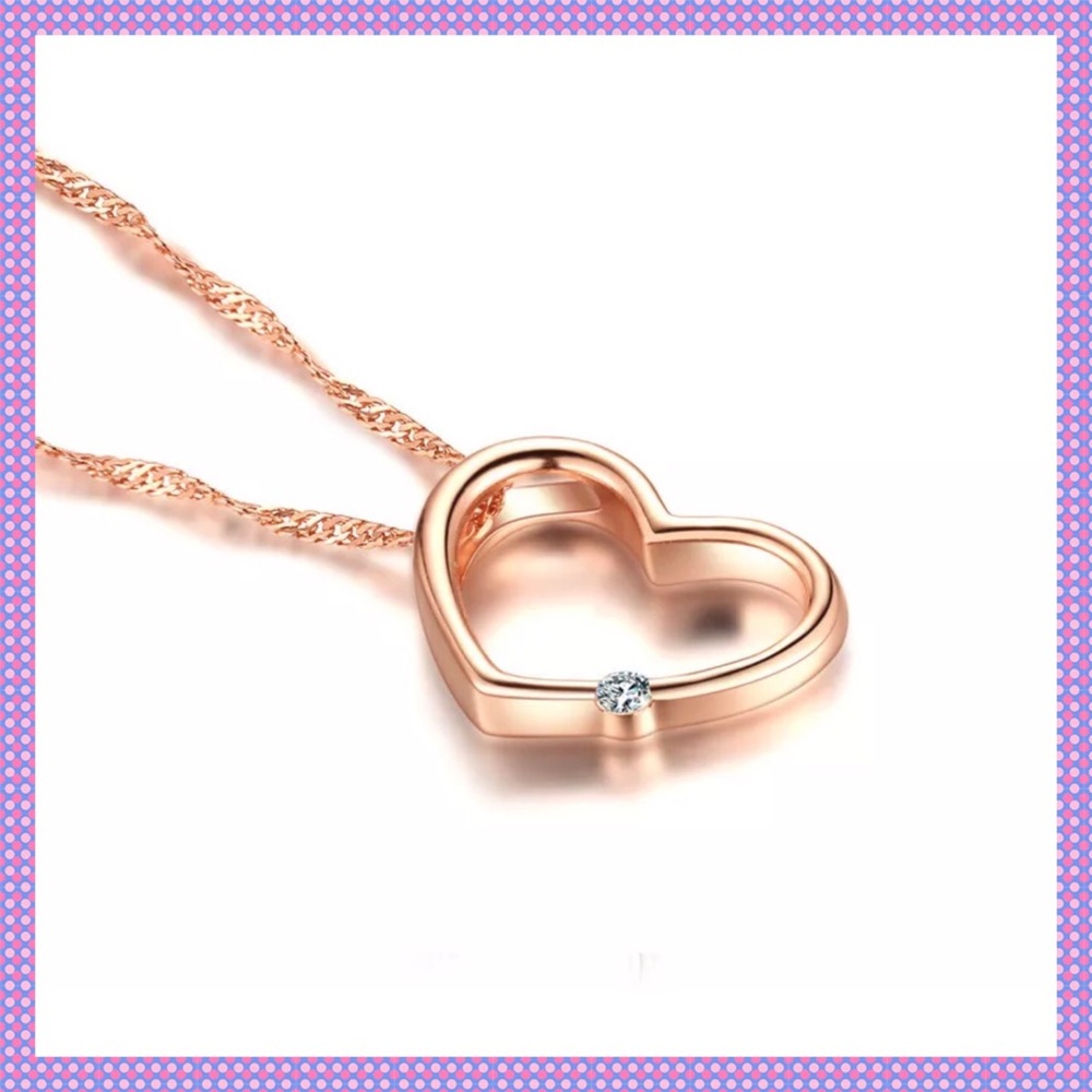 ♥️Floating Heart Pendant w/Zirconia Necklace♥️ - Picture 2 of 3