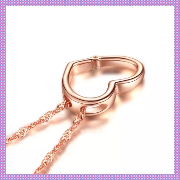 ♥️Floating Heart Pendant w/Zirconia Necklace♥️ - Picture 3 of 3