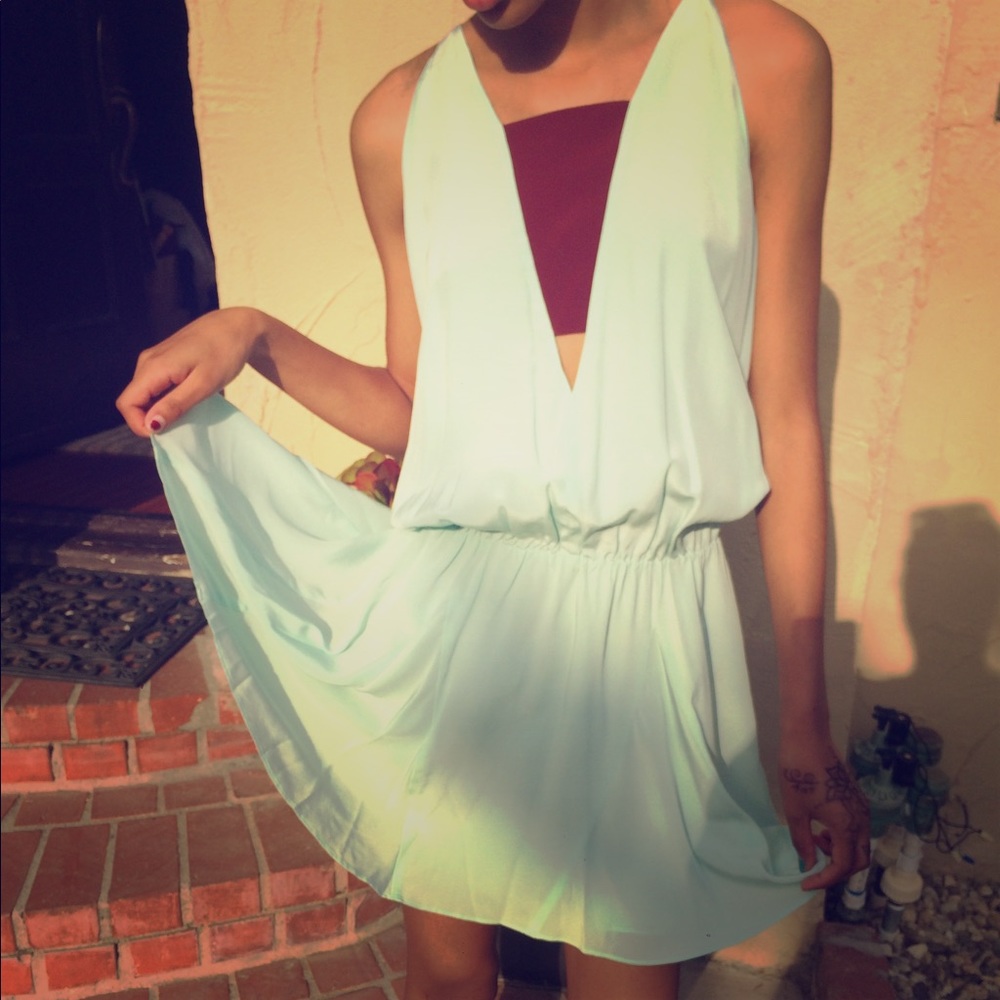 Mason mint cutout silk dress