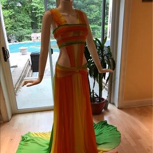 Roberto Cavalli Silk cutout multi color dress