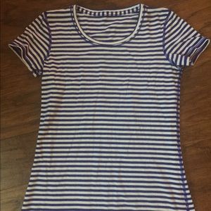 Lululemon Striped Blue White Soft Tee Size 6