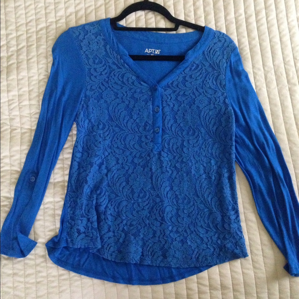 Blue Lace Front Shirt